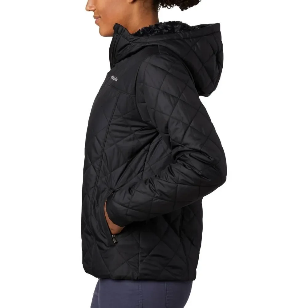 New! COLUMBIA Women's Copper Crest Hooded Black Jacket Fleece Lined Size XS
